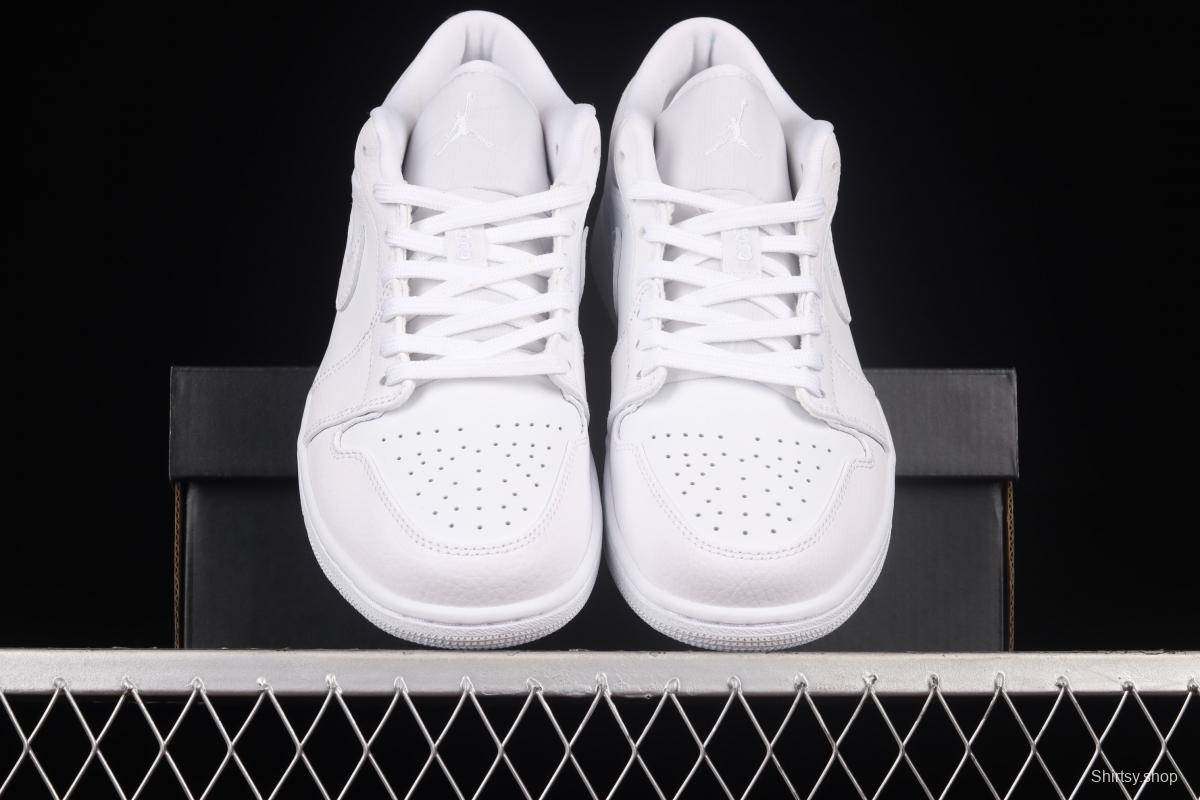 Air Jordan 1 Low pure white low-top cultural basketball shoes 553558-130