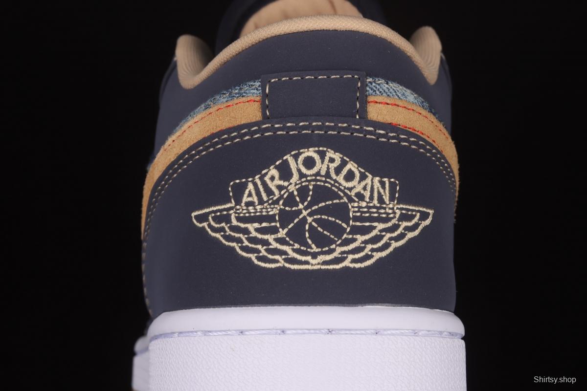 Air Jordan 1 Low dark blue denim low top basketball shoes DH1259-400