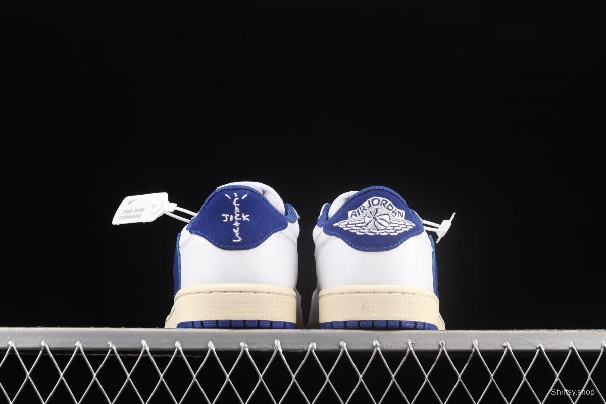 Travis Scott x Air Jordan 1 Low white blue inverted low top cultural board shoes DM9868-218