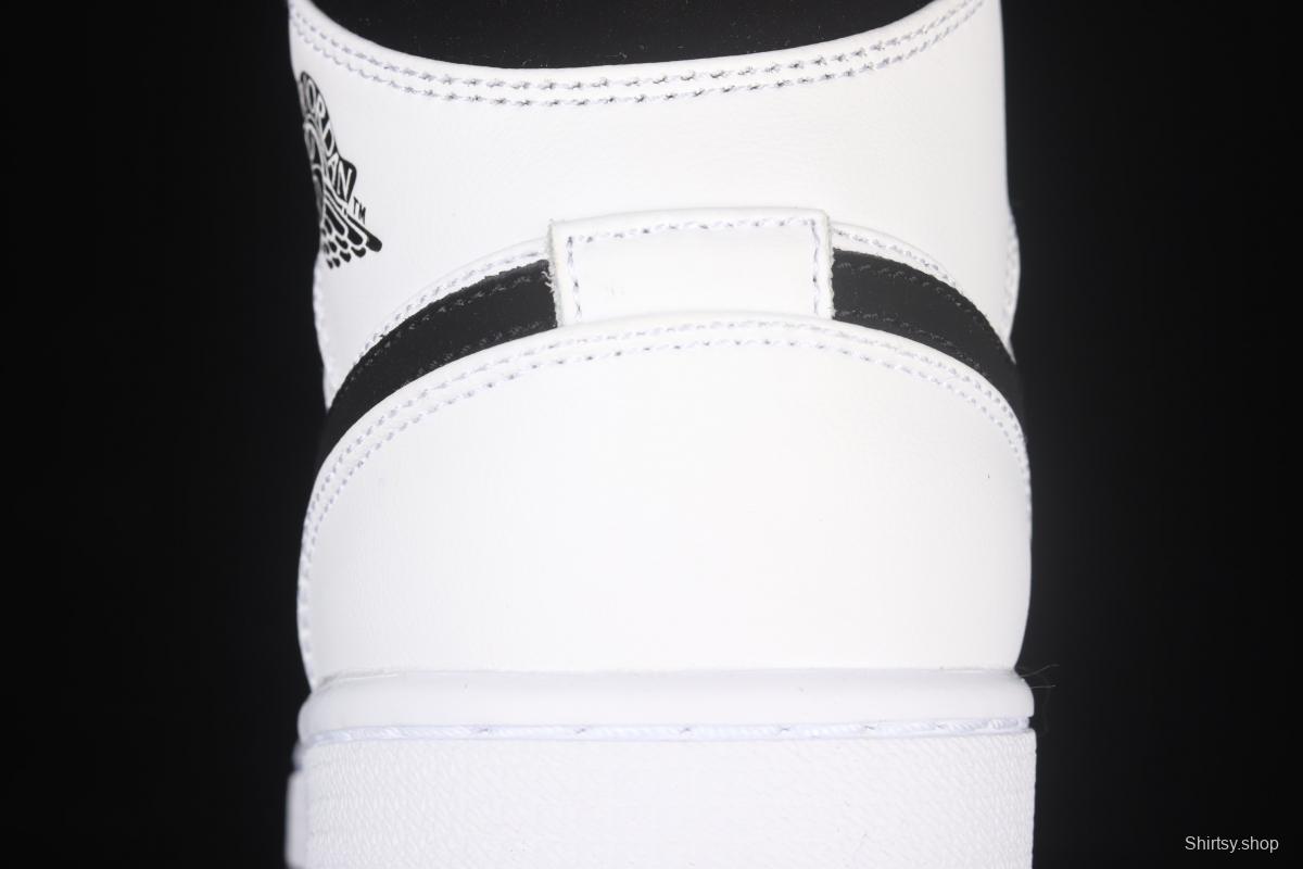 Air Jordan 1 Mid Diamond Shorts pearlescent white and black panda DH6933-100