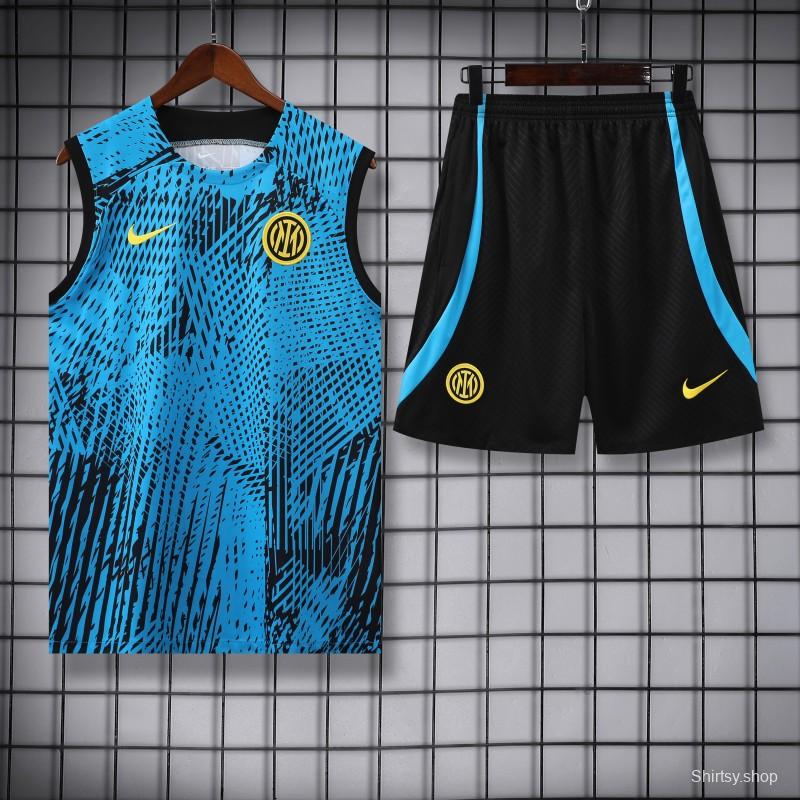 23-24 Inter Milan Blue Vest Jersey+Shorts