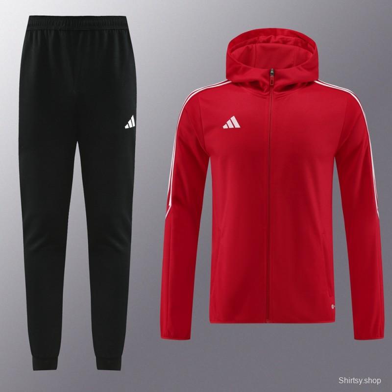 2023 Adidas Red Hoodie Full Zipper Jacket +Pants