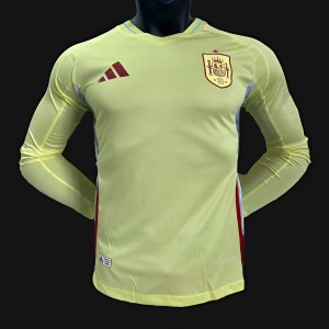 Player Version 2024 Spain Away Yellow Long Sleeve Jersey